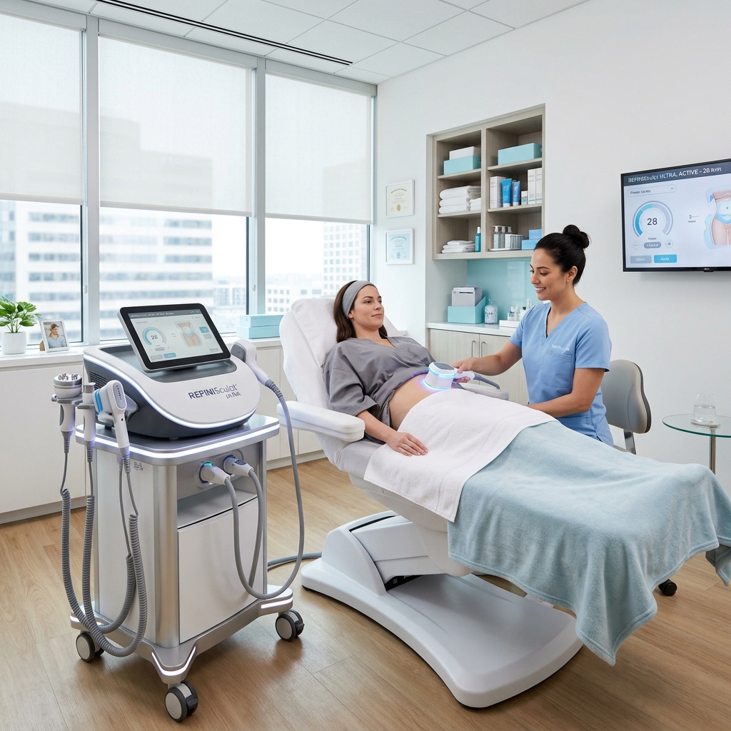 Kryolipolýza zkušenosti 2019: Jak se metoda osvědčila 2 Moderní certifikovaný přístroj CoolSculpting používaný v estetické dermatologii